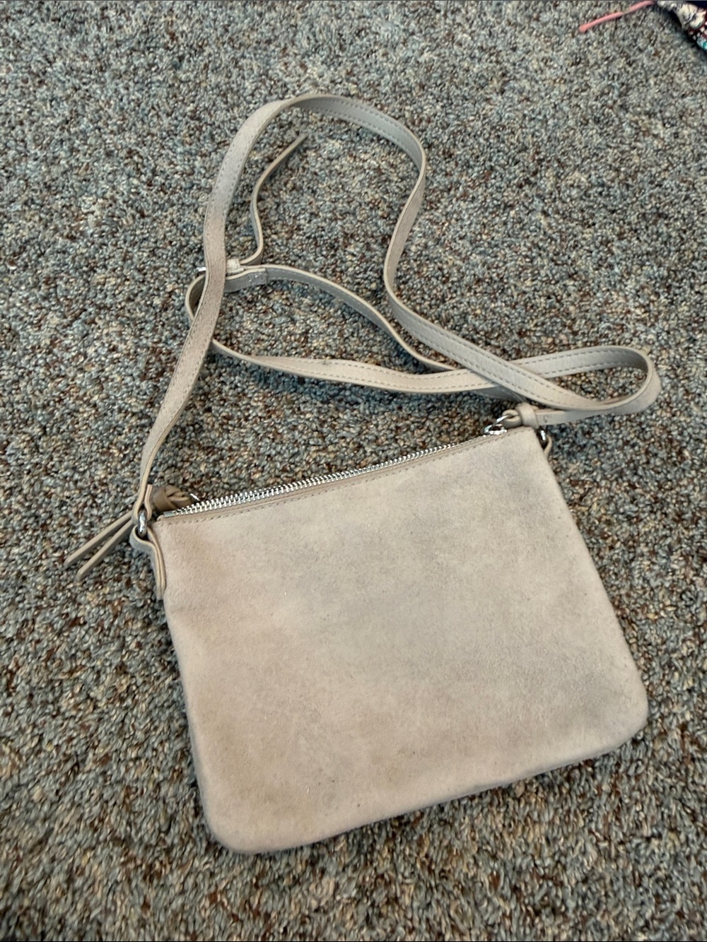 Suede Crossbody Bag in Light Taupe - Women's Shoulder Bag